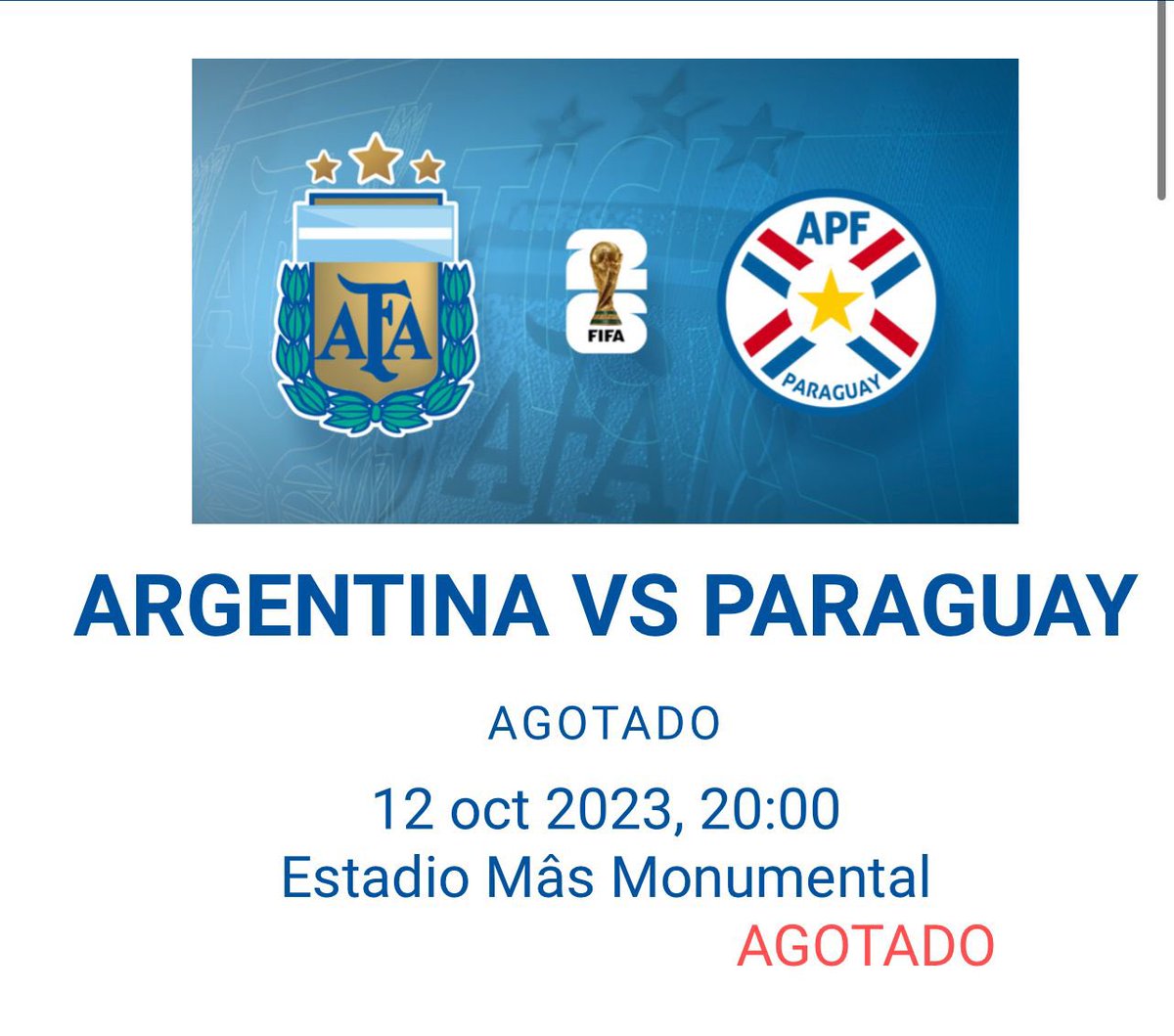 Marcelabarcos1's tweet photo. Vendo entradas eliminatorias
Argentina vs Paraguay

Ubicación: 4 Centenario baja $50.000  cada una.
Info WP https://t.co/RV5ut9Okvx

Monumental entrada river 12/10 
Deportick . Selección . Messi . https://t.co/kqTy1aD7lL
