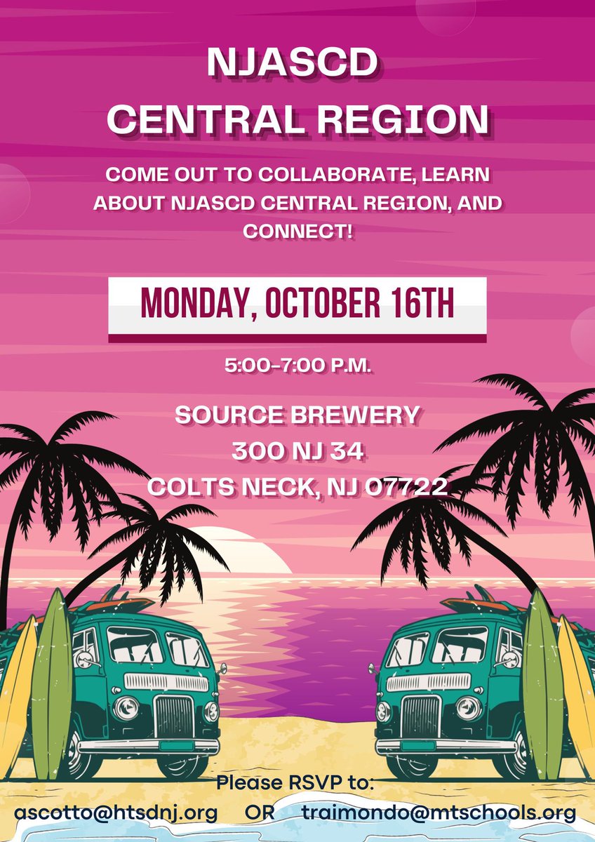 NJASCD Central’s networking social is Oct 16 @ Source Brewery in Colts Neck. All educators are invited to attend! Looking forward to connecting with you! @njascd @NJASCDNorth @NJASCDSouth @BariErlichson  @docseverns @GregBCurran @denise_furlong @ScottRRocco @DrLRepollet