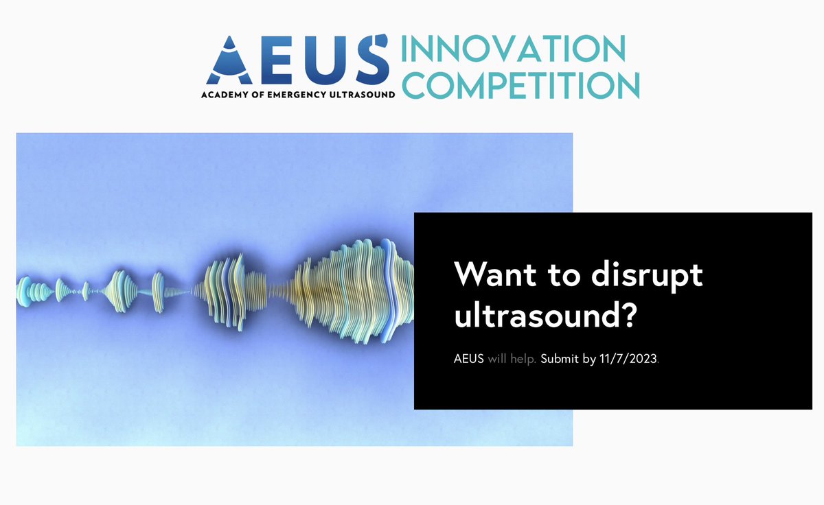 We’re ready for your ultrasound ideas and innovations! Find out how you could be a recipient of a national award to develop that ultrasound project you always wanted to do! Visit thepocusatlas.com/aeusinnovation Deadline for applications is Nov 7