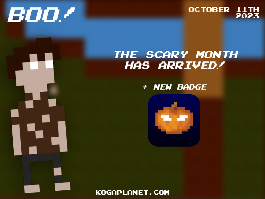 kogaplanet's tweet photo. A new gamecode has appeared, redeem your pumpkin badge before it's too late! 🎃

📰 | https://t.co/PyTTqWuarf
.
#sandbox #opensource #indiegame #indiegames #foss #Software #game #games #jogo #jogos #juego #juegos #freetoplay #Halloween #Halloween2023 https://t.co/nU0arSeU8Y