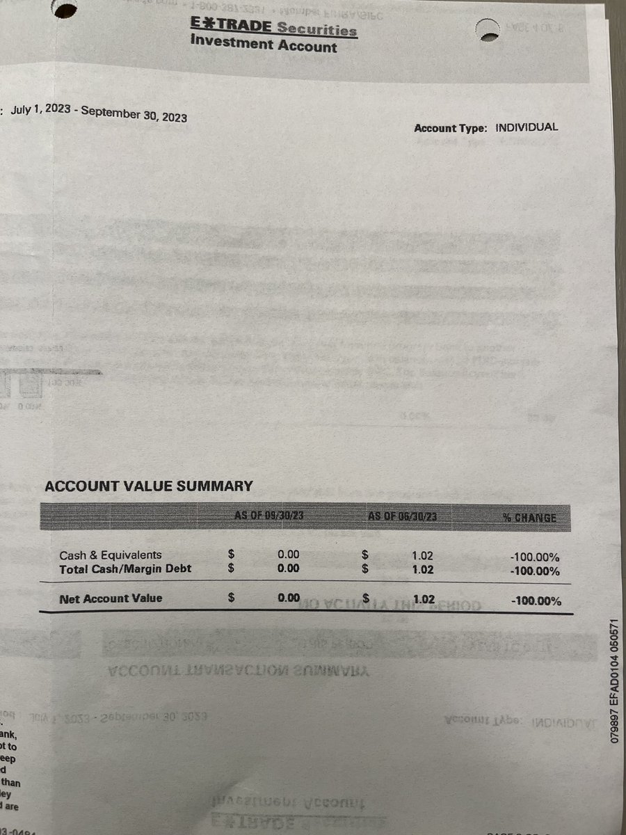 We need #AI to prevent the mailing of a 3 page statement for a closed $0 balance account.  <a href="/etrade/">E*TRADE from Morgan Stanley</a>