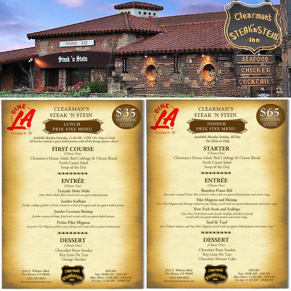 Beststeaknstein's tweet image. Our 3-course #DineLARestaurantWeek #PrixFixe menu choices are so delicious, they should probably rename the event #SteakNStein Week LA! Available through October 20th. Don’t miss it. 🖥️ buff.ly/2HVt4WV #Clearmans @BestSteakNStein #DineLA