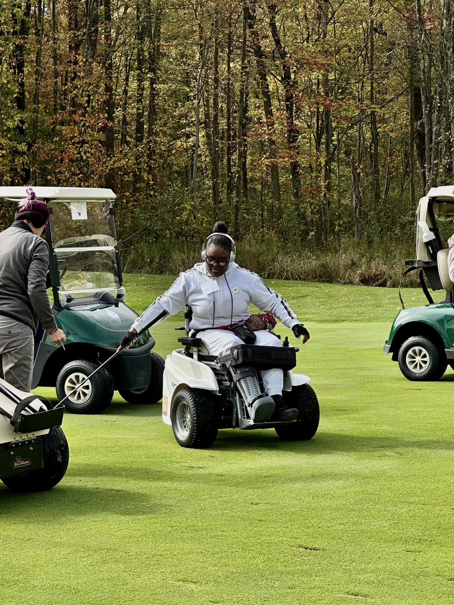 JoinTheTurn's tweet photo. It was an honor getting to treat 24 veterans to a fun day at Sandridge Golf Club today. A big thank you to our friends at Covia for putting this event on every year. #weloveourveterans #changingcourseimprovinglife #adaptivegolfers https://t.co/1JSzIOYvjl