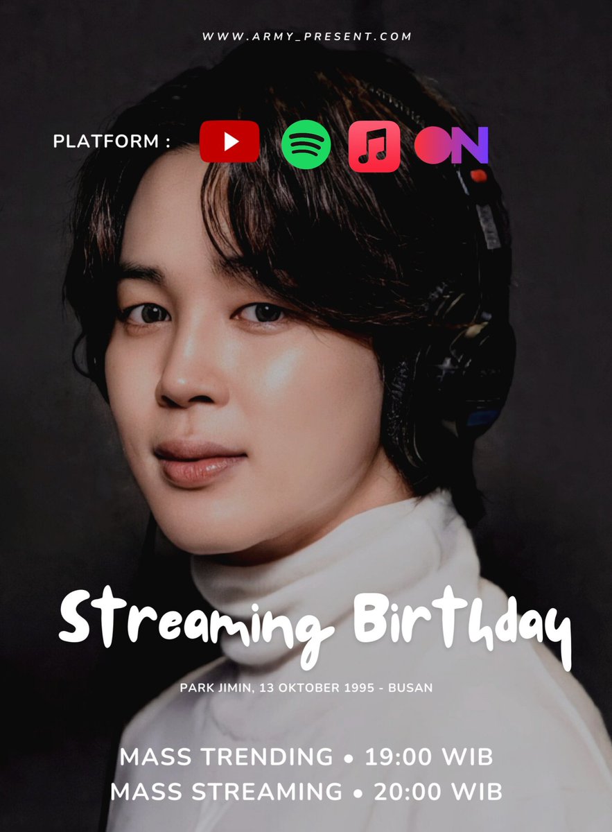 📢 ARMY??? LET'S JOIN US TONIGHT 💜

🐥 JIMIN BIRTHDAY PARTY
🐥 12 Oktober 2023 
🐥 detail? cek on poster

RT &amp; LIKE TO SHARE!!! 👇🏻
jangan lupa tag mutual kalian di reply ♡