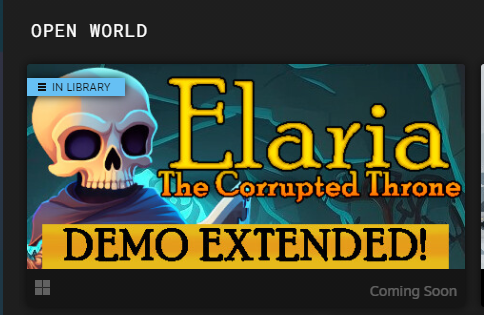 This week has been so much fun watching people get into Elaria. You should check out the 1 hour demo, only during #SteamNextFest🎮
➡️tinyurl.com/ElariaTCT

#gamedev #IndieGameDev #indiegame #indiedev #gamedeveloper #indiegamedeveloper #madewithunity #unity3d #wishlistwednesday