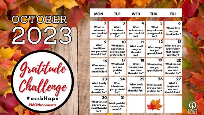 All the smells we are thankful for in Grace 3! #ocsbHope #ocsbGratitude #MONmoments