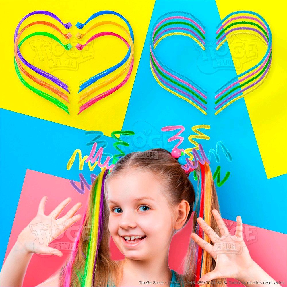 #ondecomprar #cabelomaluco Kit Penteado Cabelo Maluco Infantil 6 Mechas de Cabelo Sintético Coloridas + 10 Hastes Flexíveis de Pelúcia Coloridas por R$25,98. Compre na Shopee agora! shope.ee/40F23yHb6b?sha…