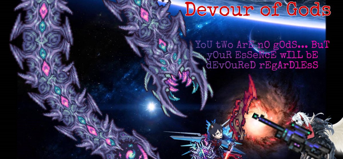 UmbRahMoonstar's tweet image. Going live on Terraria! Nearing @DevotChi and I end of boss slaying. Fighting the most toughest bosses we've met yet!