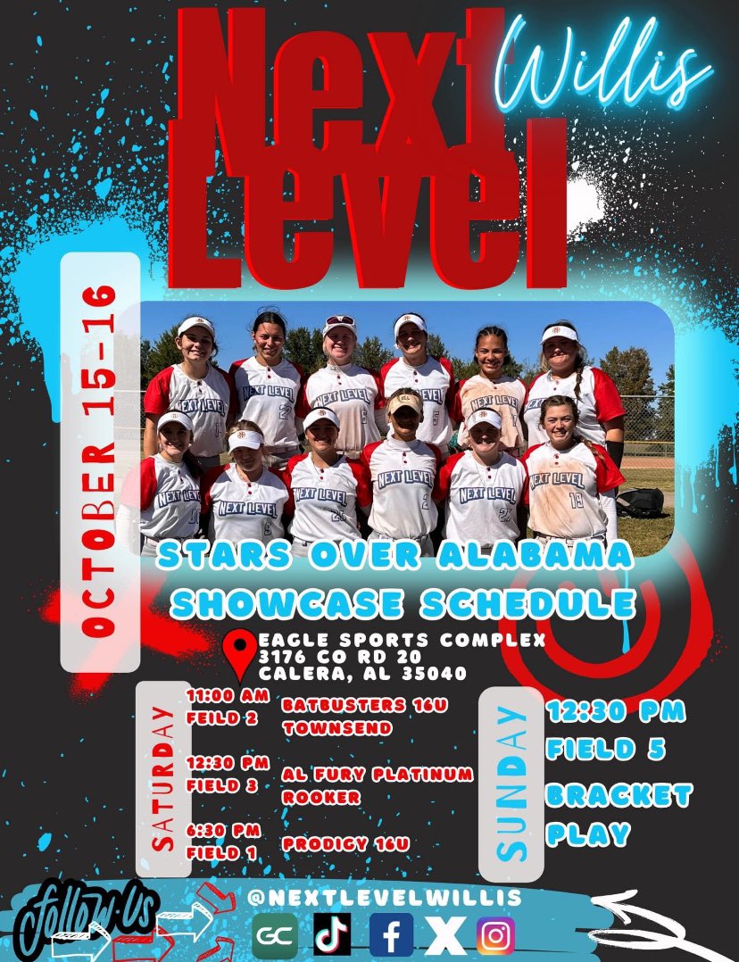 Leah Cottingham (@leah_cottingham) on Twitter photo We are playing in the Stars Over Alabama tournament this weekend! Come check out <a href="/NextLevelWillis/">Next Level Willis</a>! We are playing in the Stars Over Alabama tournament this weekend! Come check out <a href="/NextLevelWillis/">Next Level Willis</a>!