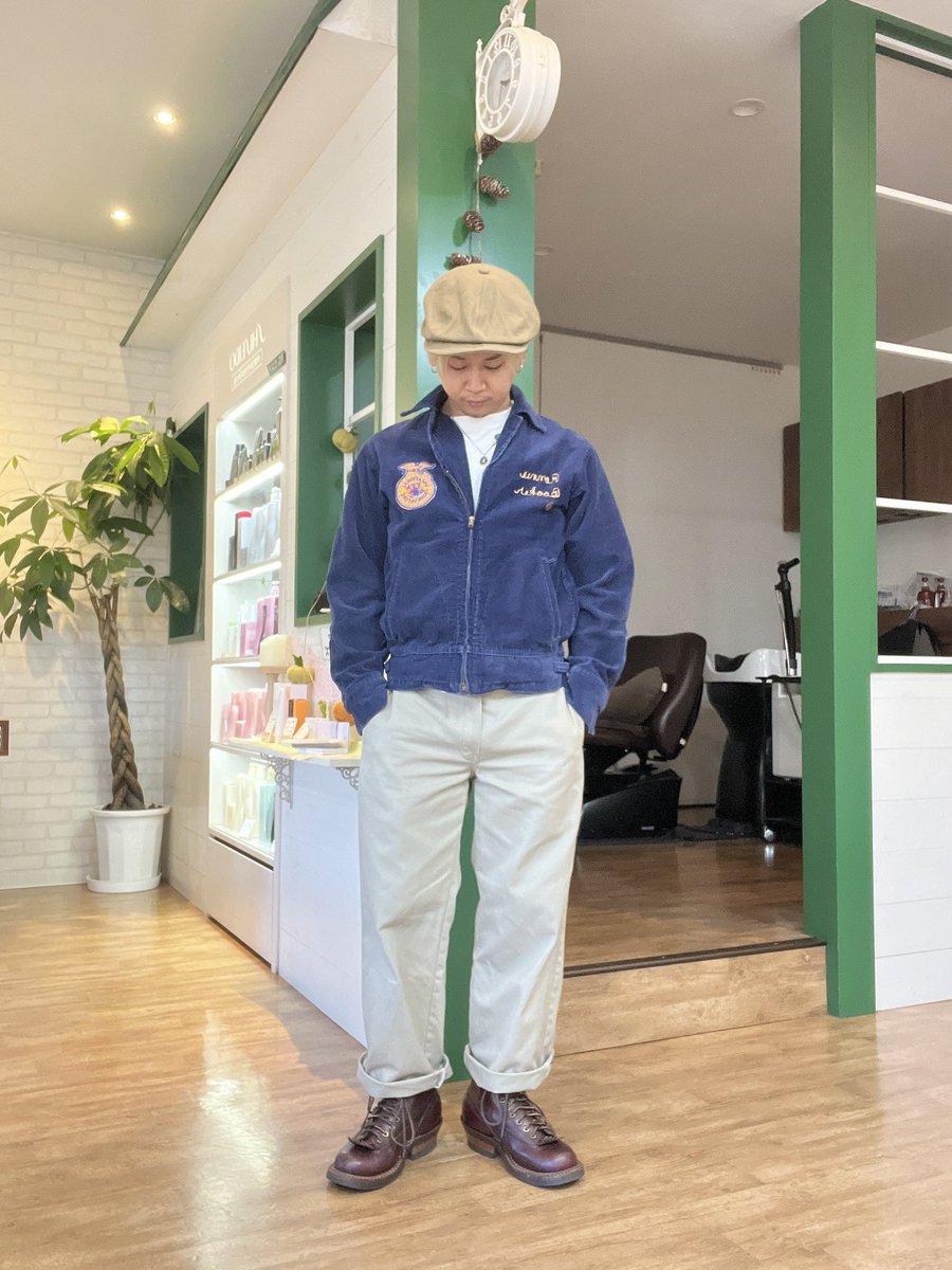 hayate3710's tweet photo. FFAジャケットコーデ✨
着たい物が多いわ
服多すぎて悩む。。。
でもそれも楽しい🤤
cap #freewheelers #フリーホイーラーズ
jacket #ffajacket #FFAジャケット
pants #dickies #ディッキーズ
boots #whites #ホワイツ
silver #larrysmith #ラリースミス
#アメカジ https://t.co/z469fJBpGb