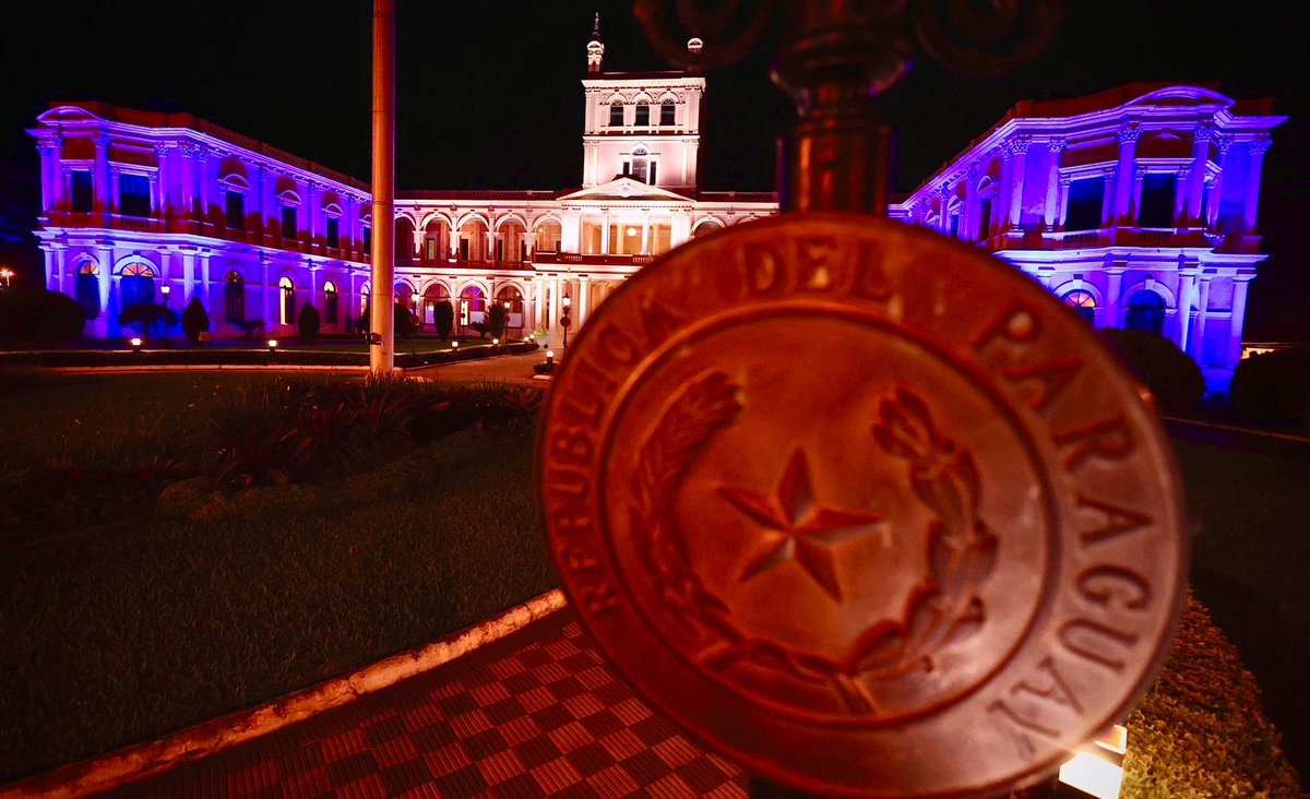rnpy920am's tweet photo. El Palacio de Gobierno 🇵🇾 de @PresidenciaPy se iluminó con los colores de la bandera de #Israel en señal de solidaridad del Paraguay con el pueblo y gobierno de 🇮🇱 https://t.co/VqpZPZaKIR