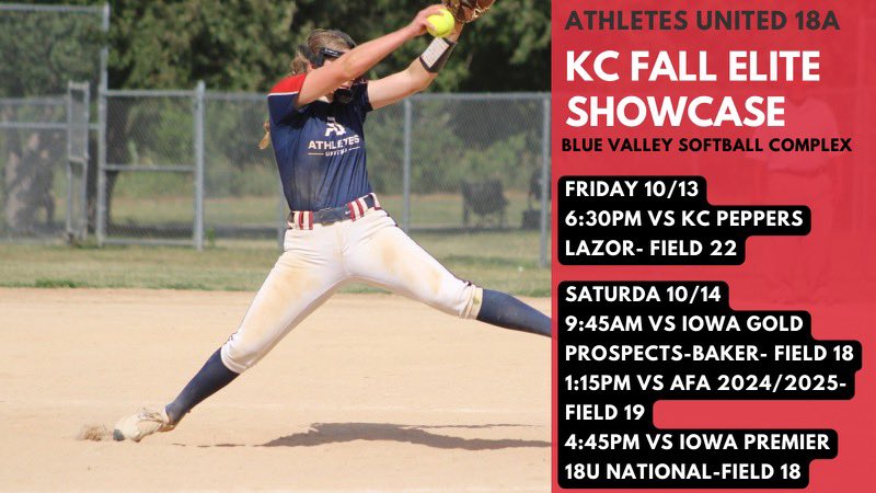 Schedule for this weeked! So excited to play! <a href="/jewellsoftball/">William Jewell Softball</a> <a href="/GriffonSoftball/">Griffon Softball</a> <a href="/EState_Softball/">Emporia State Softball</a> <a href="/RockUSoftball/">Rockhurst Softball</a> <a href="/kcroossb/">Kansas City Softball</a> <a href="/IchabodSB/">Washburn Softball</a>