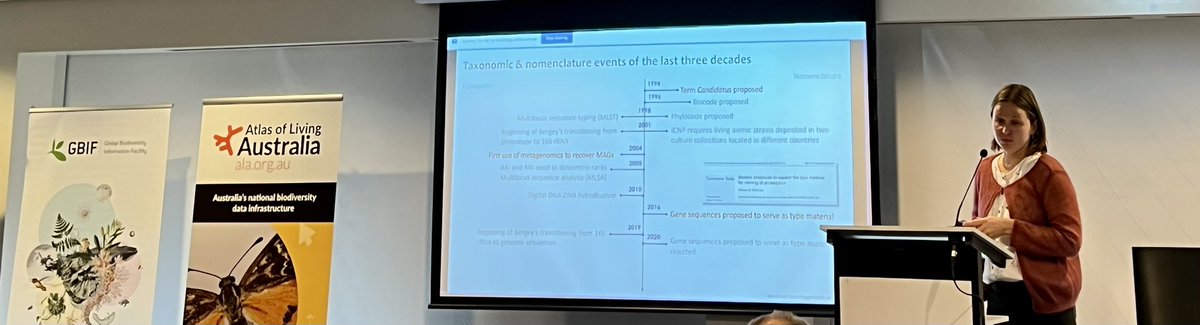 dschigel's tweet photo. @CSIRO @tobiasguldfroe @GBIF @ENASequence @embl @Bicikl_H2020 @gbiffrance Next, @m_chuvochina brings us to the history and the world of handling prokaryotic 🦠 DNA 🧬 derived data with @ace_gtdb, esp. on names of uncultured prokaryotes, mentioning @seq_code https://t.co/ELTg7Zj9It