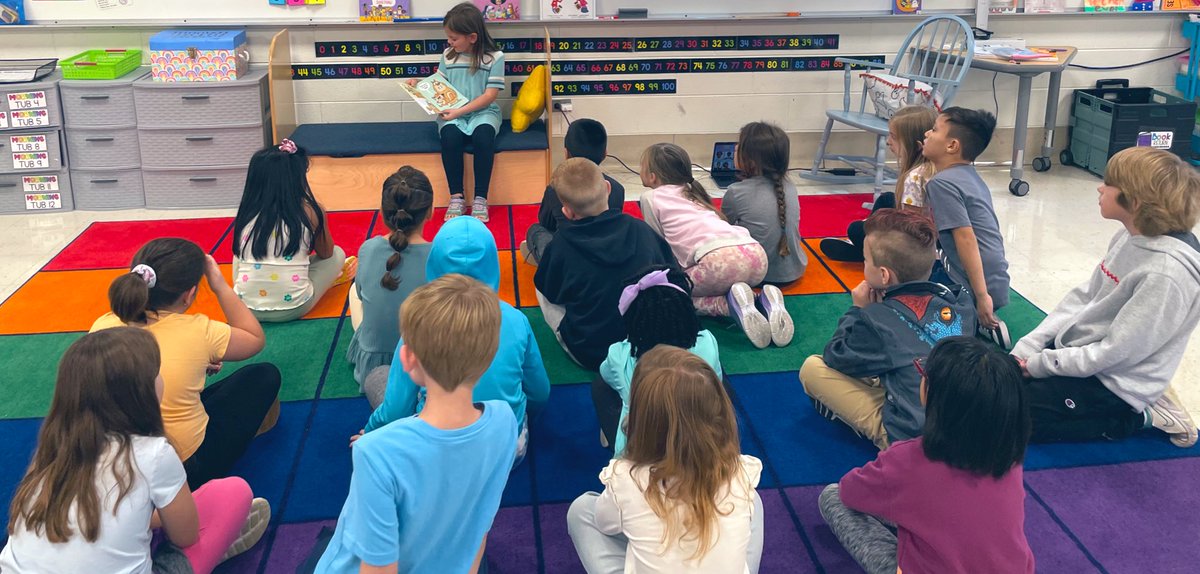 We were so lucky to have a guest reader from @miss_ellement’s class today! Thanks for reading to us, Sawyer! Keep earning those paws! @KerkstraCougars