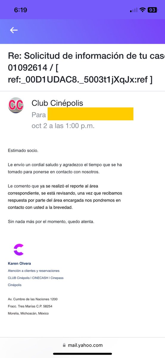 JRene_Ramos's tweet photo. @AyudaCinepolis Esos datos personales así como el correo que me había llegado informándome de los puntos obtenidos me los pidieron a finales de sept (27 sept) y les respondí y este fue el último contacto que tuve por parte de ustedes por correo https://t.co/hNTnWPTPvz