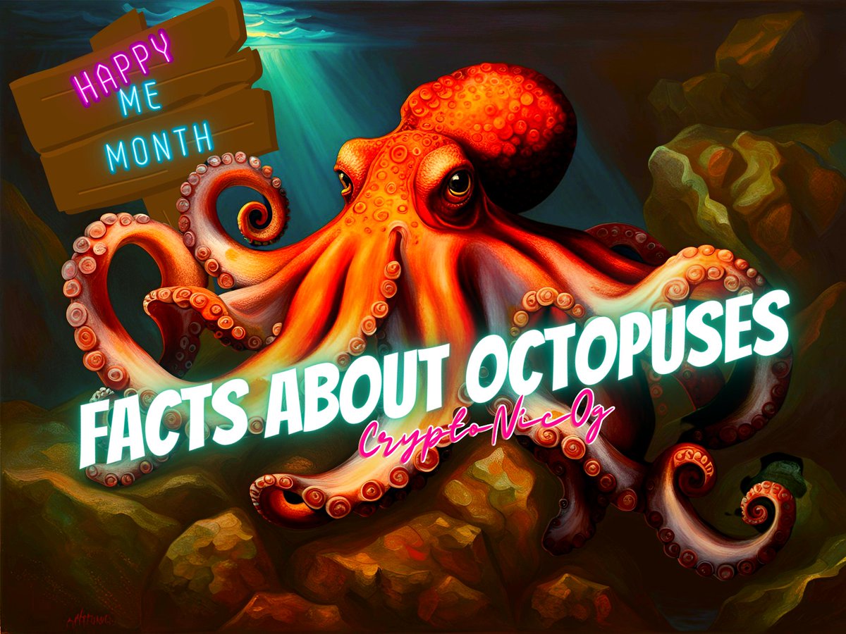 CryptoNicOg's tweet photo. It's #OCTOpusMonth and I'm a lil late but here's 11 facts to kick us off 🥰🐙💕

1. 🐙 Did you know? The word 'Octopus' comes from Ancient Greek and means 'eight feet'. 

2. Octopuses are incredibly diverse, with over 300 species found in every ocean on Earth! Some are less than an inch long, while others can grow up to 30 feet. 🌊✨️🐙 #MarineLife

3. Octopuses are descendants of ancient cephalopods that had protective shells. Over time, they evolved to become faster and more agile by shedding these shells. 🐚🐙 #Evolution

4. Not all octopuses have eight arms! In 2022, a fossil of a vampyropod with ten functional limbs was discovered, making it the oldest known octopus ancestor at 328 million years old. 🦑💪 #Paleontology

5. Octopuses are masters of disguise and escape, able to squeeze into holes bigger than their beak and eyeballs to hide from predators or escape aquariums when bored. 🎩😶‍🌫️#HoudiniOfTheSea

6. Fun fact: Octopus blood is blue! This is due to high amounts of a copper-based pigment called hemocyanin, which helps transport oxygen more efficiently in cold environments with low oxygen levels. 💙 #Biology

7. Each of an octopus's arms 🐙💪can detect chemicals, essentially tasting and smelling whatever they touch. They can also think independently! 🤔 #AnimalIntelligence

8. Octopuses can breathe through their skin, absorbing up to 41% of their oxygen requirements while resting and 33% while swimming. 🏊‍♂️🐙 #Adaptation

9. Female octopuses 🐙die after their eggs have hatched, dedicating their final months to protecting their eggs from any danger. 🥚🤱#Motherhood

10. All octopuses have venom which they use to paralyze or kill their prey, but only the blue-ringed octopuses are known to be deadly to humans. ☠️ #NatureIsFierce

11. Infact The blue-ringed octopus is the world’s most venomous marine animal, capable of paralyzing and killing an adult human with a single bite! 🌊🐙 #DeadlyCreatures