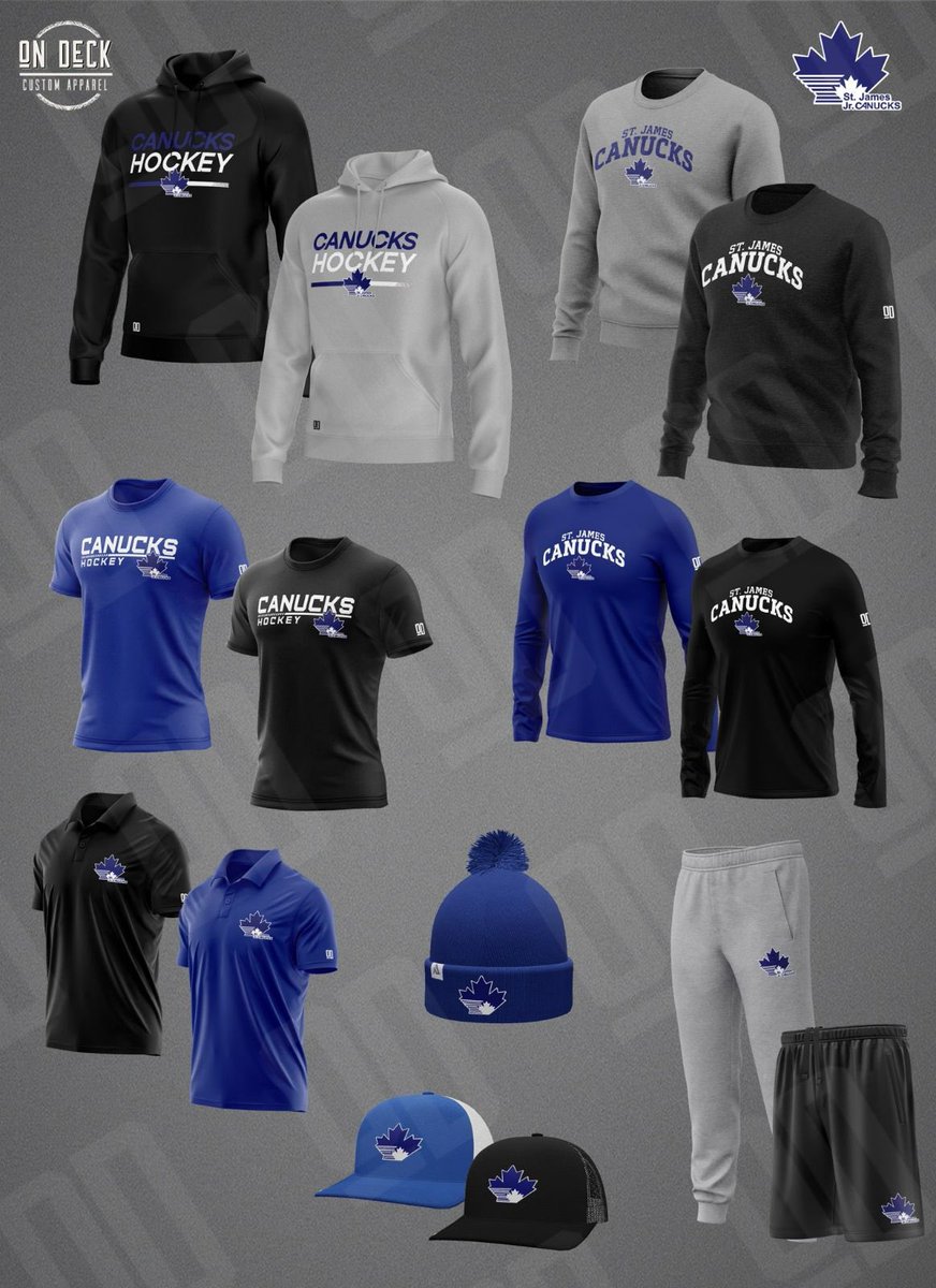 StJamesCanucks's tweet photo. Our first online store of the season is up!! 

Make sure you gear up to support your Jr. Canucks as they chase another MMJHL Championship! 

Visit the link below to get your gear! #GoNucksGo 

https://t.co/MWtxBKhqMR https://t.co/co7XHw4zjg