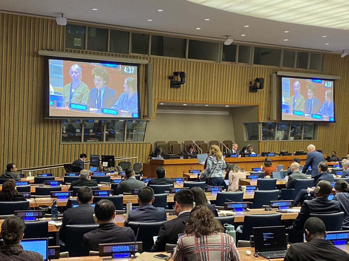 @PaceUniversity @EllisClay02 “As we prepare for the #SummitOfTheFuture, we can celebrate increasing attention to youth in disarmament processes, as well as advances in disarmament education policy” says @EllisClay02 of #PaceU in youth statement to UN #FirstCommittee 4/15