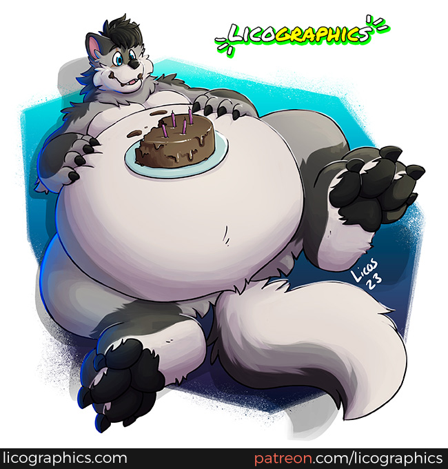 Illustration for Aurora, whose birthday was on Monday. He loves eating cake and being really round, possibly even his boyfriend was eaten too in the process...

#WerewolfWednesday