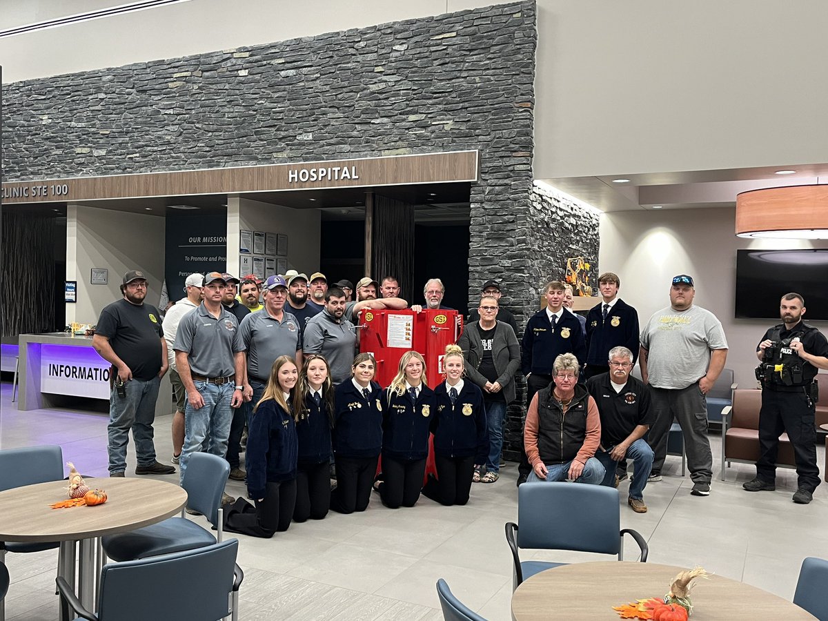 FFA officers happily presented the Central City VFD with a Grain Rescue tube! We’d like to recognize and thank CCVFD for their dedication to serving our community! We’d also like to thank R&amp;K Irrigation of GI for partnering with us to donate this to our Fire Department!