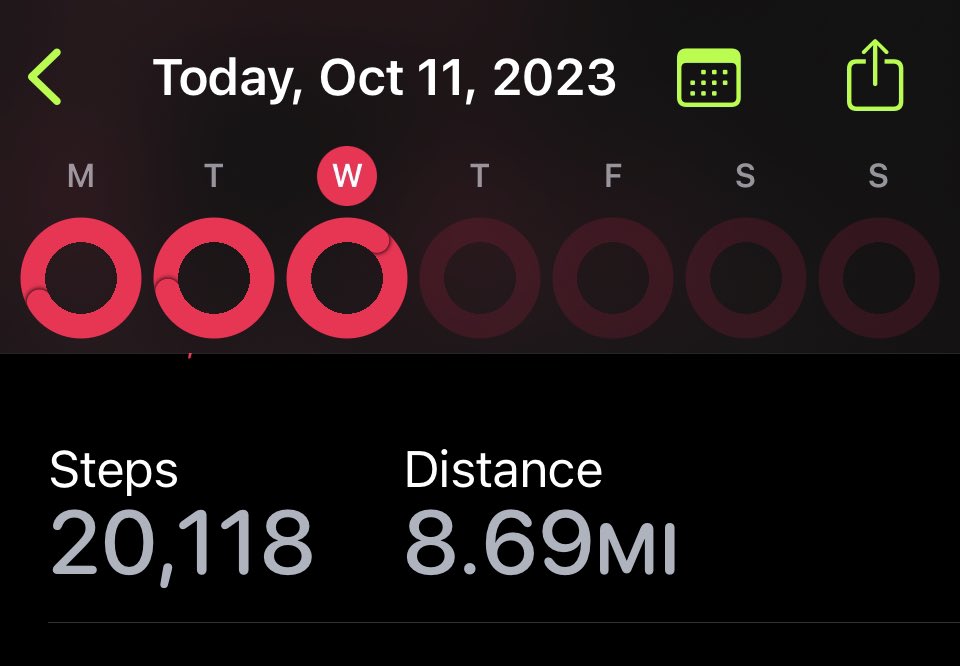 I did 20,000 steps today.  I challenge anyone to beat me.  Let’s go.  #stepschallenge