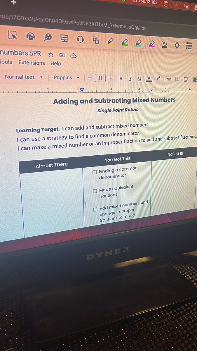 To help with student feedback, I am going to use a Single Point Rubric. After they finish their checkpoint, students will rate themselves and provide comments regarding their learning. Let’s see how it works! #greatnesswithin #1LISD #UDLNow