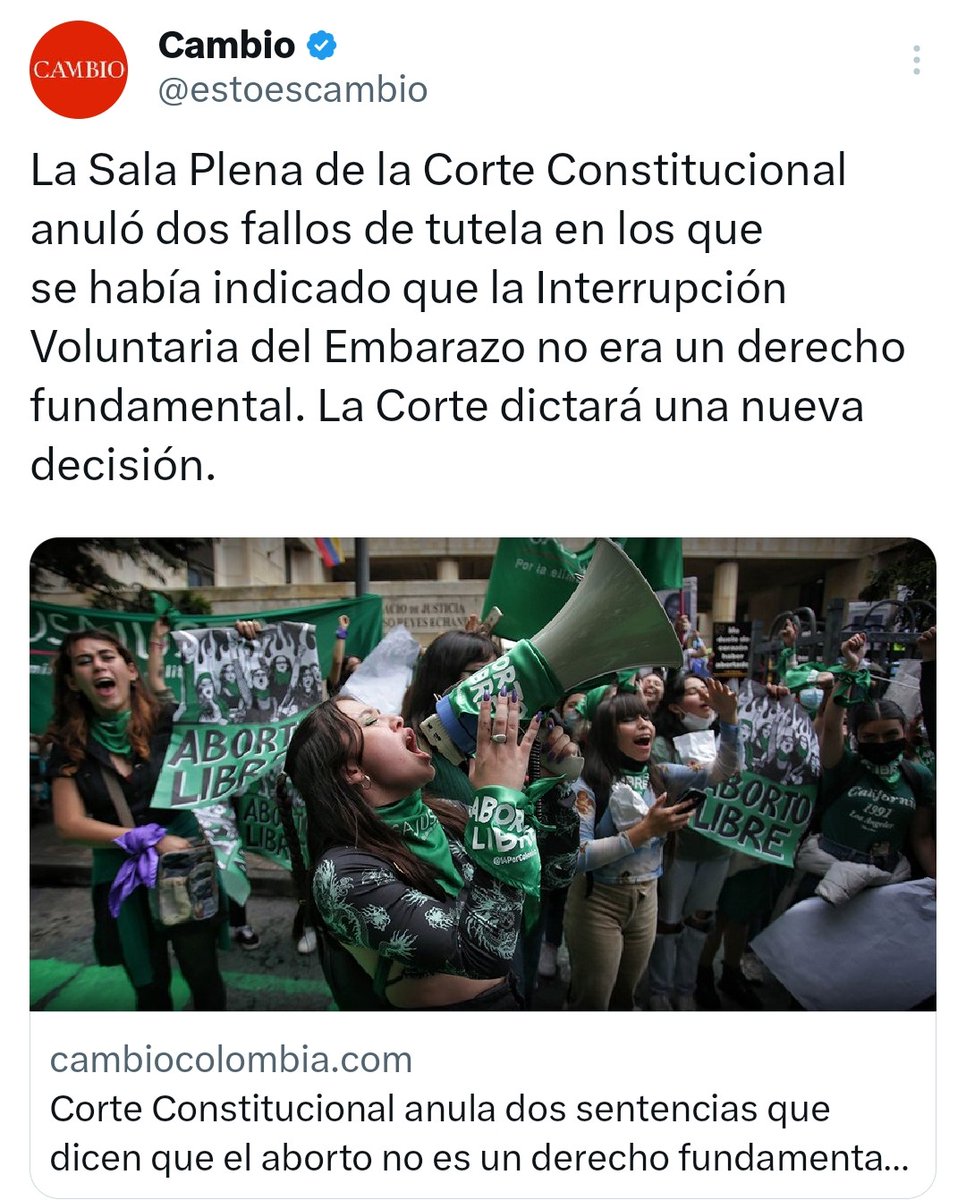 Lo dijimos y hoy la Sala Plena de la Corte nos respaldó: existen el derecho al aborto en Colombia y la obligación del sistema de salud a practicarlo.
@causajustaco
@womenslink
@crisroseroa 
@maceibanez 
@A_EstadoDerecho