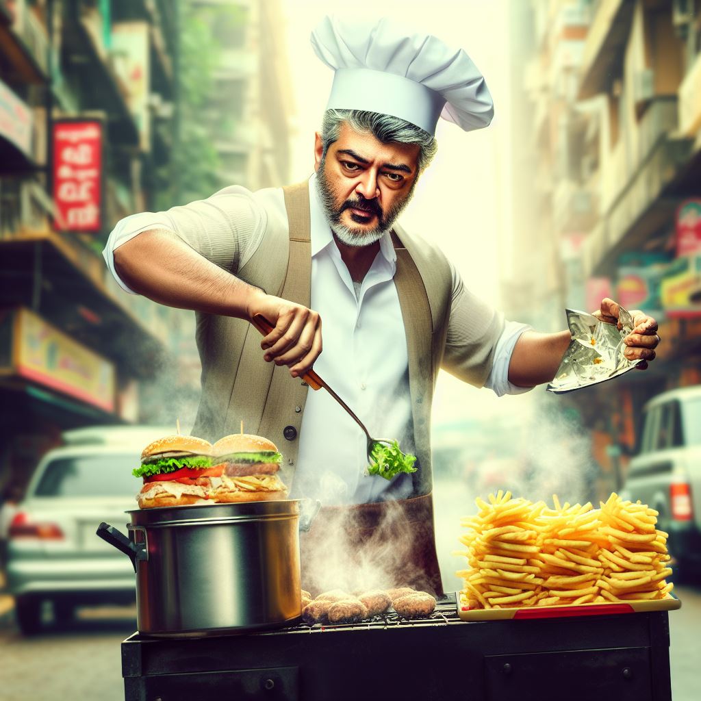 cinemapatti's tweet photo. #Ajithkumar as an Organic farmer and a Chef generated via AI prompted by @cinemapatti.

@VigneshShivN @LycaProductions @Thalafansml @ThalaAjith_FC https://t.co/jWQ8f1jYv5