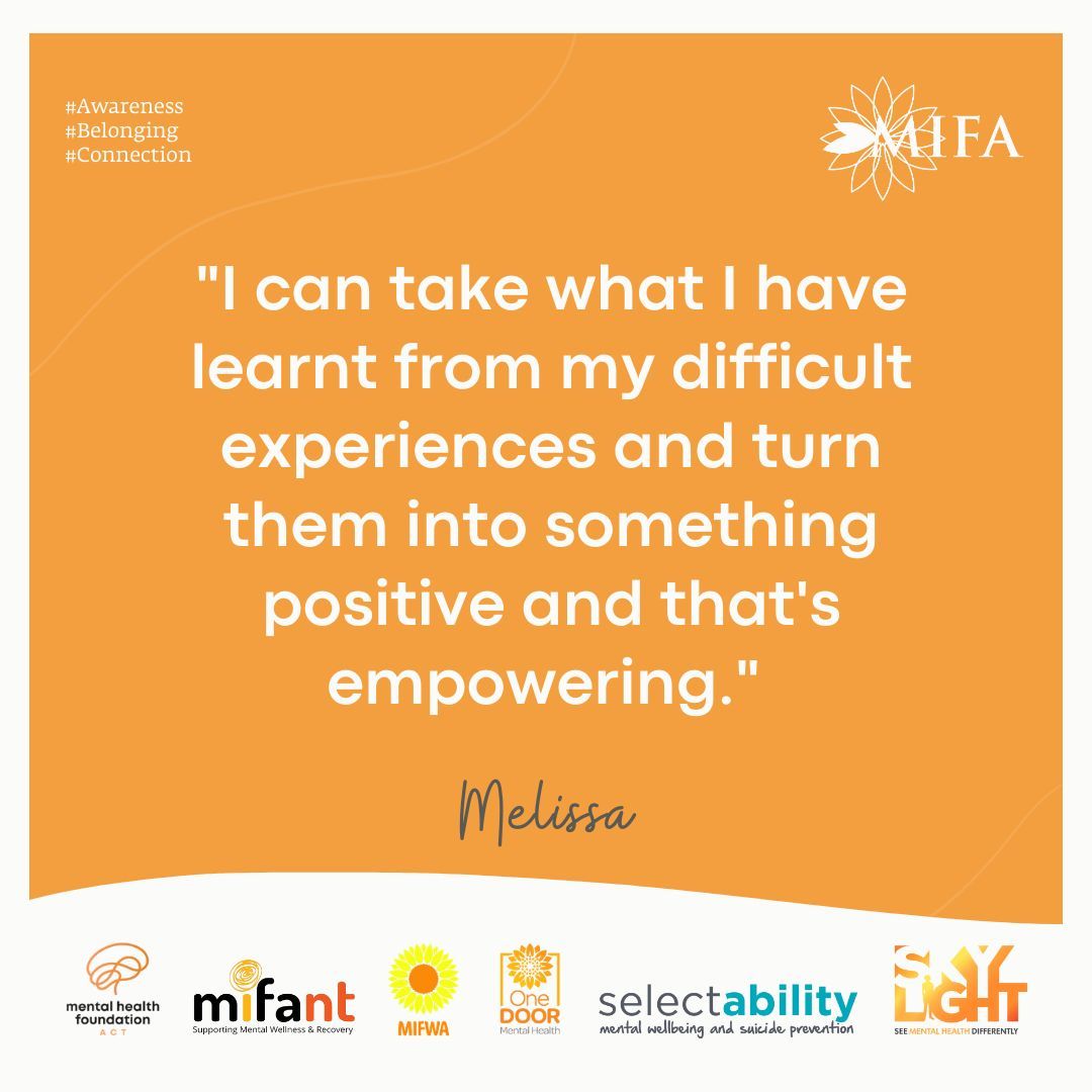MIFWAorg's tweet photo. "I can take what I have learnt from my difficult experiences and turn them into something positive and that's empowering." Melissa / To unlock your #LivedExperience power, visit https://t.co/NyuddkTl5u #FindingYourNorth #MentalHealthWeek2023 #MHW2023 https://t.co/tiXykJh2Go
