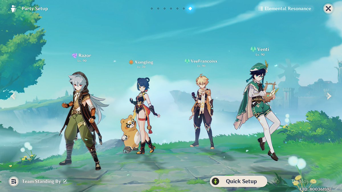 VeeFrancoixx's tweet photo. @GenshinImpact Just using the starters is kinda meh.
So here's my very first stable team.
VeeFrancoixx/800361592
#GenshinImpact3Years
#GenshinImpact
#MyFirstPartySetup https://t.co/5FtNeeI42a