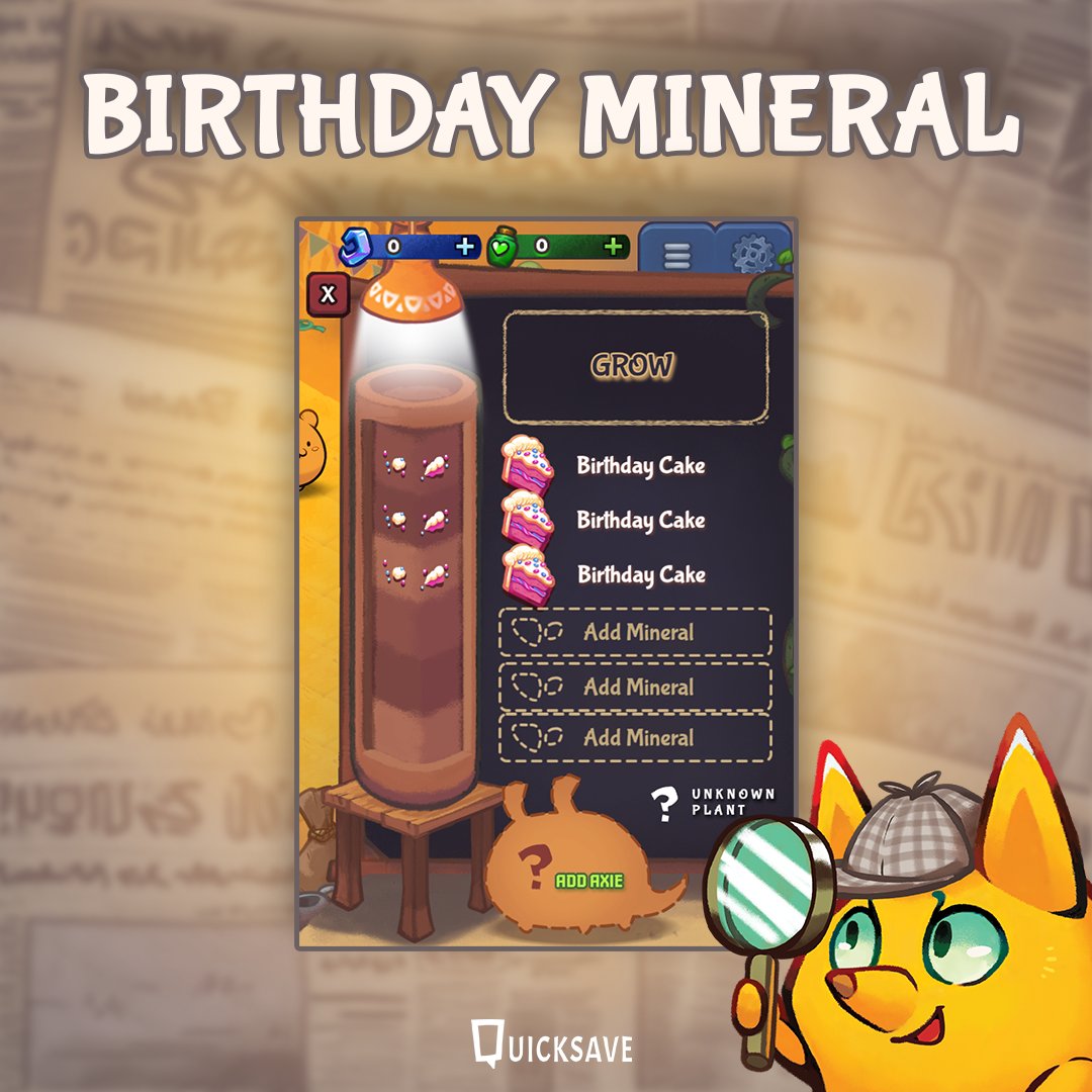 axieraylights's tweet photo. ๐๐ฐ Celebrate #Raylights' 1st birthday with LIMITED-TIME Birthday Cake Mineral! Hunt down 6-layer plants with mineral codes starting with three Cake minerals, available until 17th Oct. ACT FAST!๐ Can YOU figure out the codes?๐๐๐ฑ #RaylightsBirthday https://t.co/0YEkRlYJQg