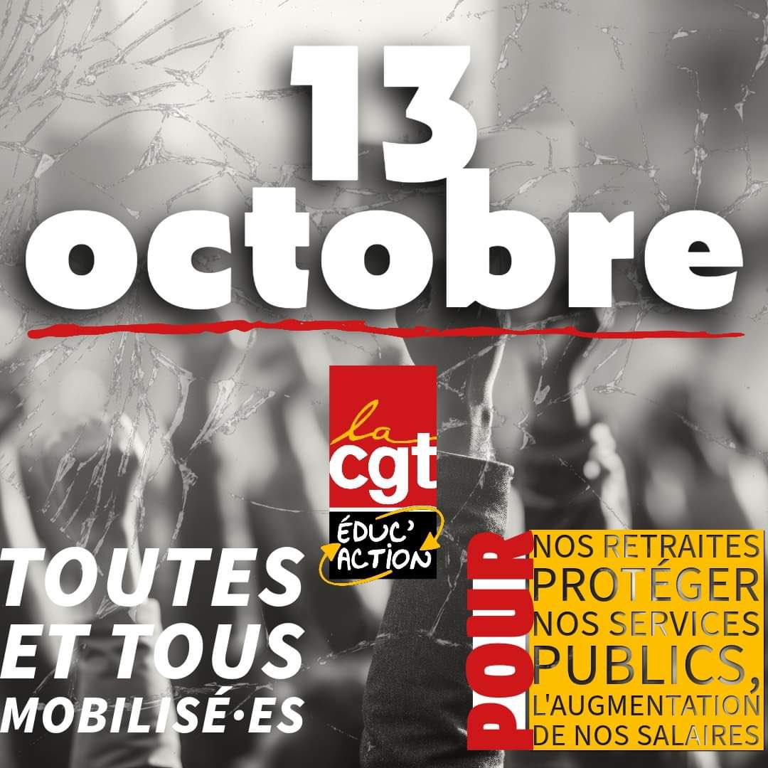 CGTEduc34's tweet photo. MANIFESTATIONS LE 13 OCTOBRE 2023
AGDE :10H30 .MOULIN DES EVEQUES
BEDARIEUX :10H30. MAISON DES SYNDICATS
BEZIERS :10H30 .BOURSE DU TRAVAIL
LODEVE :11H . S. PREFECTURE
GANGES :11H30 . P. DE LA MAIRIE
MONTPELLIER :11H . P. ALBERT Ier
LUNEL :11H30 . P. DE LA REPUBLIQUE
SETE: 10H30 . https://t.co/wfeViMsqQh