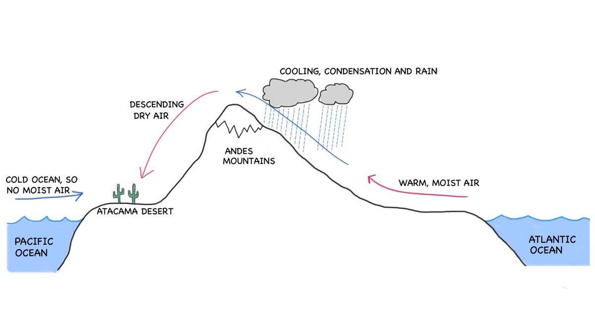 ☀️The Rain Shadow Effect 🌵

Teaching climate/biomes is great! Plenty of 'aha' moments as students start to notice patterns on a world map. 

#geographyteacher

PS - this diagram and 200+ more in my new book, each one also available for download...