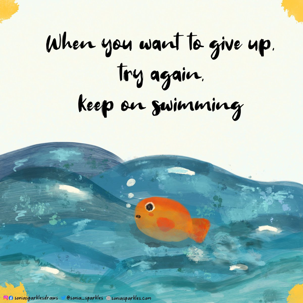 Many of us give up on our hopes, dreams and ambitions. We put ourselves down, let imposter syndrome creep in and self doubt takes over Here’s your call to keep going, one small step at a time, never give up & try again, you will get there 🐠