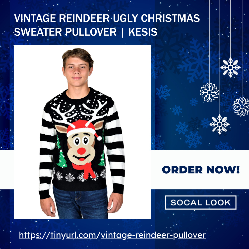 Vintage Reindeer Ugly Christmas Sweater Pullover 🛍️ Shop now and be the envy of the Christmas party. Hurry, limited stock is available! 🎁 #Kesis #UglySweater #ChristmasFashion #ReindeerMagic #FestiveSeason #HolidayCheer tinyurl.com/vintage-reinde…