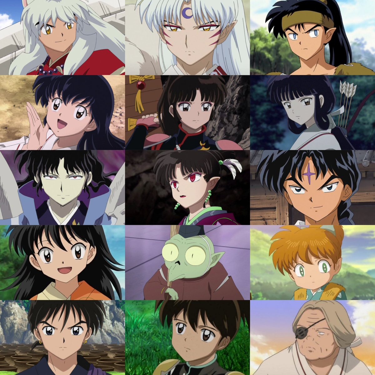 BaeKuchiki's tweet image. Qrt and get rid of one character from each row (Inuyasha edition)