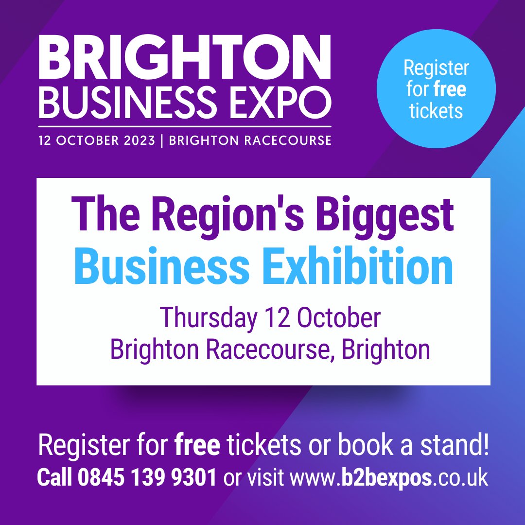 Meet with new and existing clients at Brighton Business Expo on 12th October, book your tickets here: b2bexpos.co.uk/event/brighton… 👋🔍 #BrightonExpo #BrightonNetworking