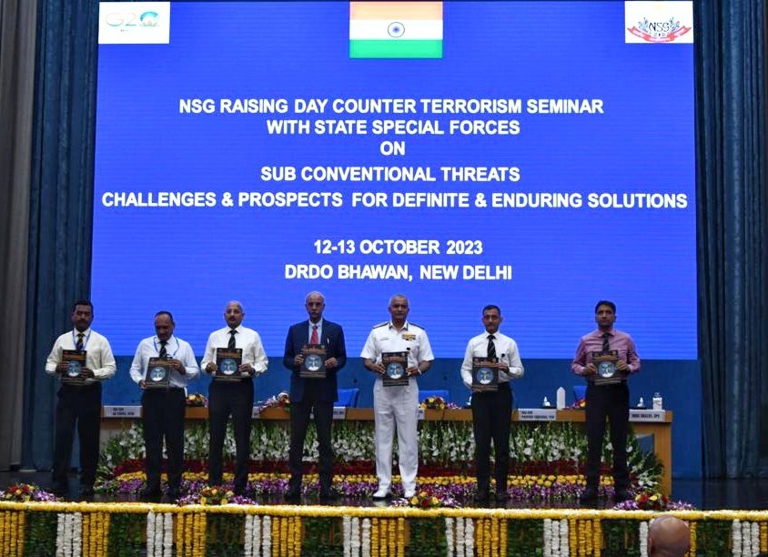 NSG Raising Day Counter Terrorism Seminar with State Special Forces began at New Delhi today. The Seminar will help in developing strategies and building synergies amongst Special Forces of the country Adm R Hari Kumar PVSM,AVSM,VSM,ADC-CNS was the Chief Guest for the occasion.