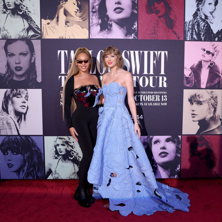 Breaking : Beyoncé graces the world with her presence at Taylor Swift's Eras Tour movie premiere! A royal moment in music history. 

#Beyoncé #TaylorSwiftErasTour #taylorswiftpresale