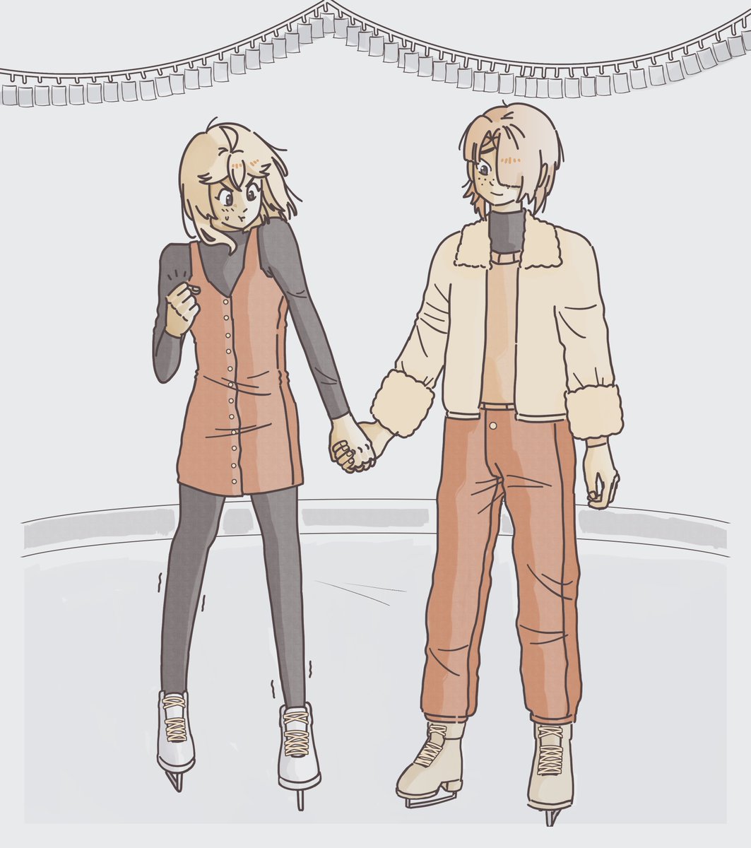 FremilleiDoodle's tweet photo. Day 10 of #Colorber ⛸️
They are ice skating ^^ Collei is trying her best !!
#GenshinImpact #Fremillei #Collei #Freminet https://t.co/xrOMteAzpJ