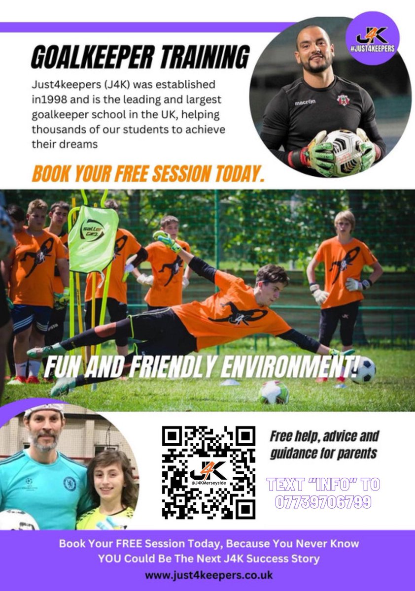If you would like more information on a free goalkeeper session in Liverpool or the Merseyside area, contact Sam Mass for your FREE goalkeeper session.

Sam.mass@btinternet.com

or text “info” to

07739706799