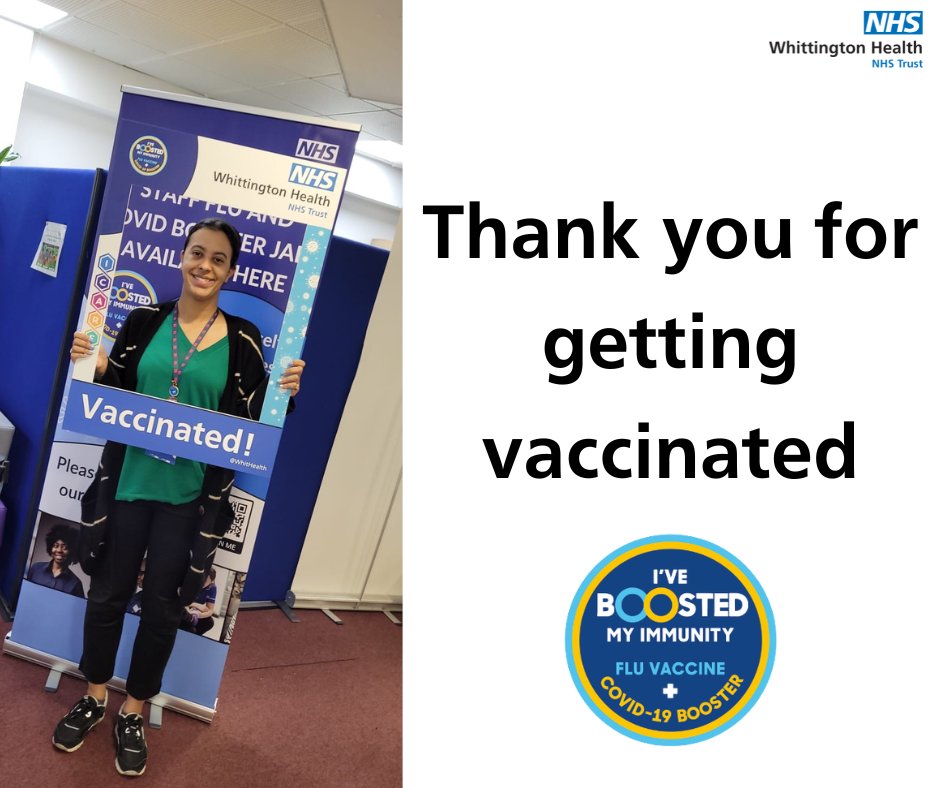 When you get your winter vaccinations, you're helping us to reduce the transmission of COVID-19 and the flu virus in our community. Thank you.💙 Whittington Health colleagues can visit our vaccination clinic in N19 today from 10:00am - 4:00pm to get their jabs.
