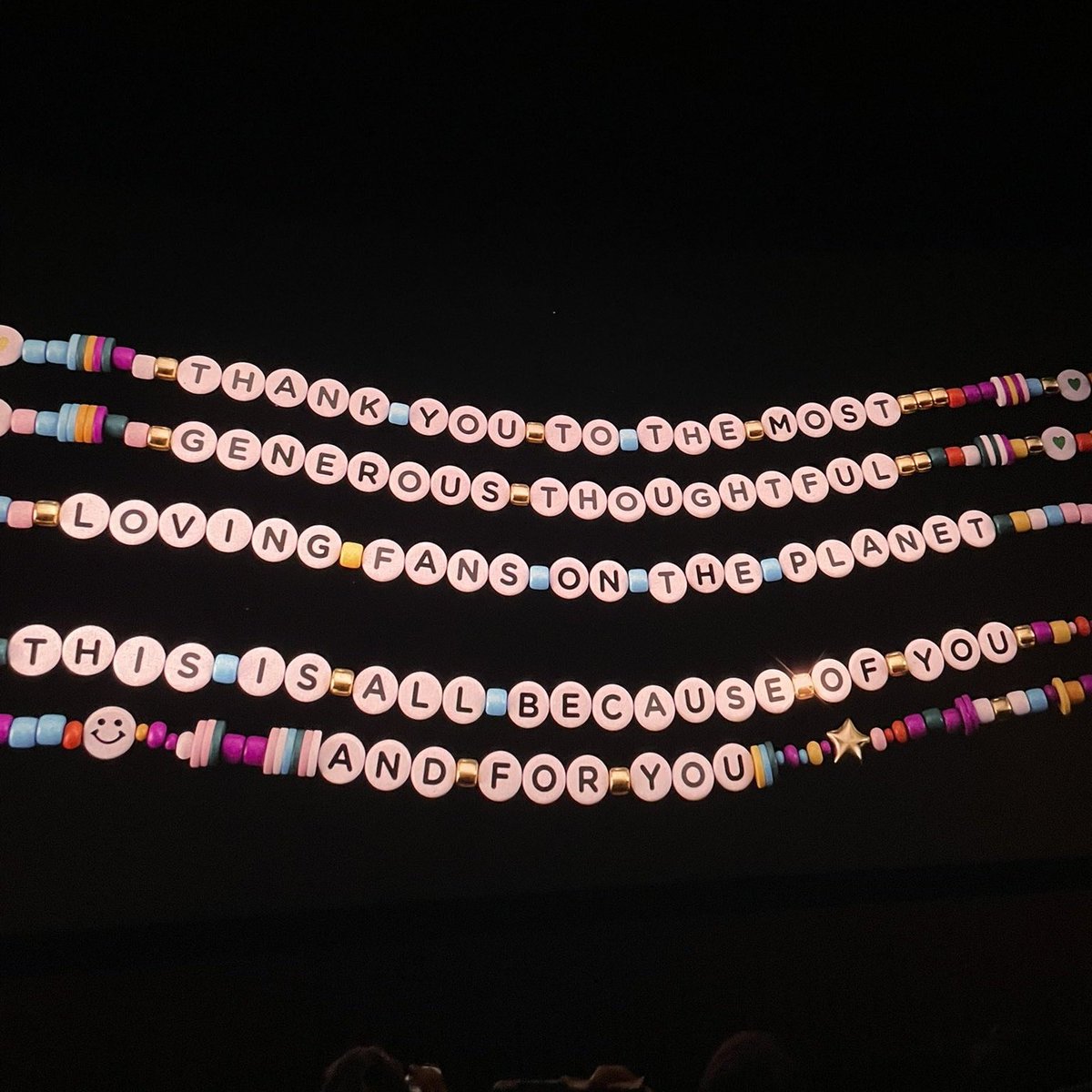 TheSwiftSociety's tweet photo. 🍿| “Eras Tour” film credits displayed as friendship bracelets https://t.co/L047LsfgsQ
