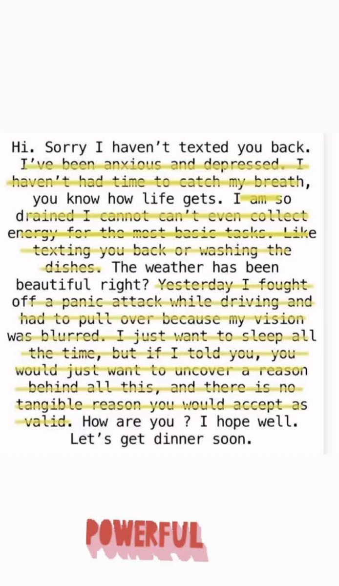 MissEmmaTurner's tweet image. A share from a few years ago serves of a gentle reminder.
Sometimes you don’t know the reason.
Sometimes it just is this.
If someone tells you they’re feeling anxious, that’s probably taken a lot. 

👇 small things make such a difference.
Do you want to talk?
Laughter
Distraction