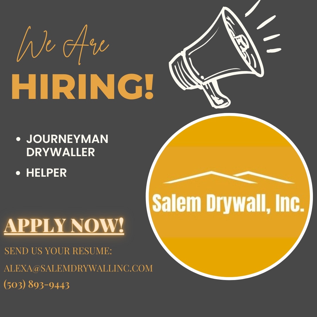 SalemDrywall's tweet photo. JOB OPPORTUNITY ⚠️ 📢

#salemoregon #oregon #oregonjobs #contractor #oregonconstruction #jobs #job #willamettevalley #drywall #drywallers #work #keizeroregon #helper #jobopportunity #oregonwork #oregonlife #construction #constructionlife #journeyman #workforus https://t.co/YQc7GWn7uX