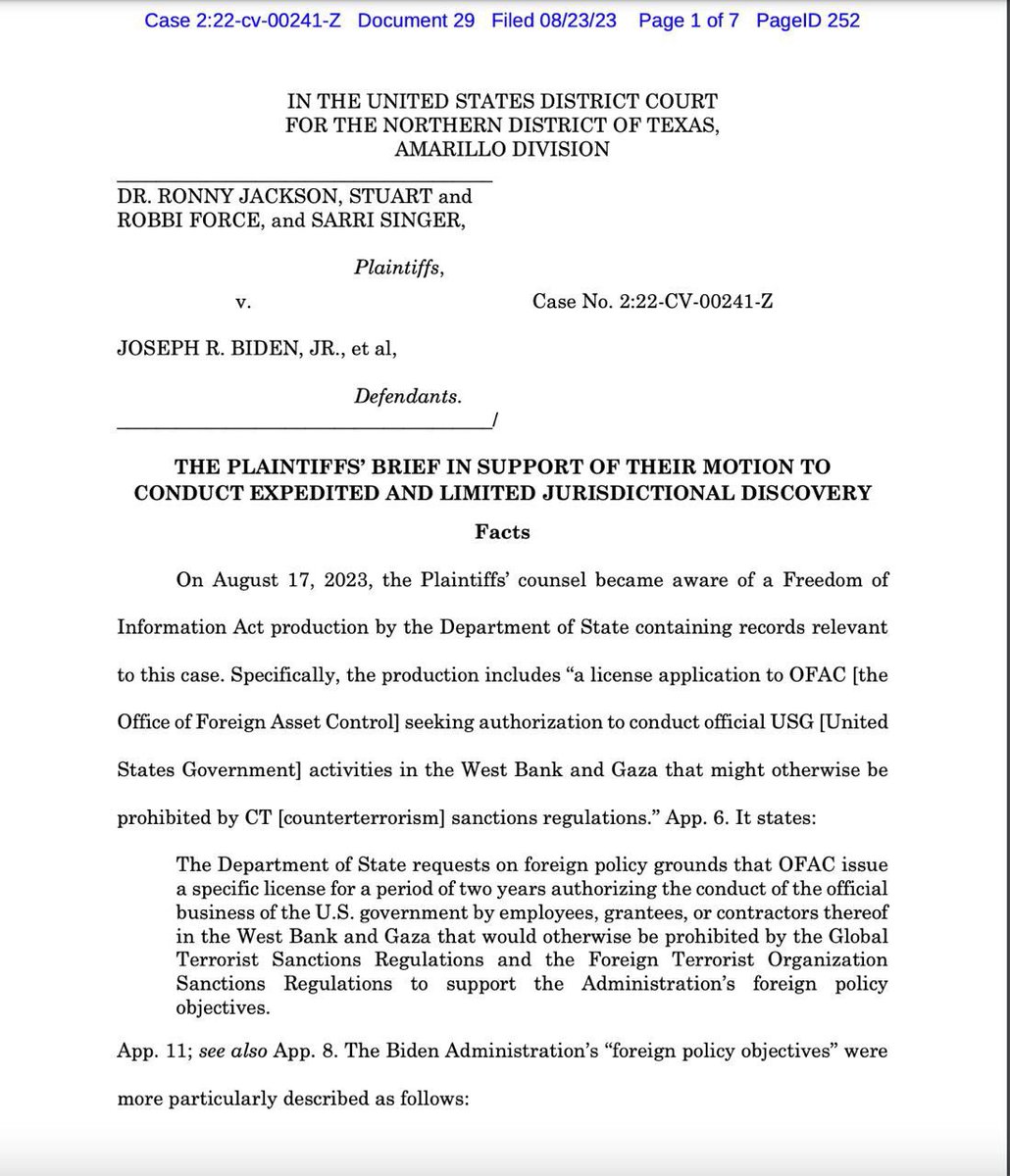 Ryansikorski10's tweet photo. The JOEBAMA admin/
Biden Admin Busted for involvement with attack WITH Palestine/ hamas terrorists. The judge pushes through for discovery! 👏🥳🥳🥳💯 https://t.co/N5c168ylE1