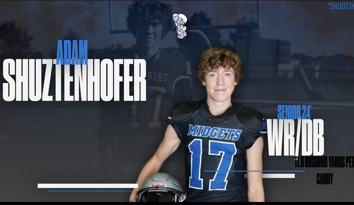 FCHS77Athletics's tweet photo. Our final @FburgFootball senior we recognize tonight is Adam Shuztenhoffer! Congrats on a great career! #GoMidgets #RollMidg https://t.co/PhdMhsrcuL