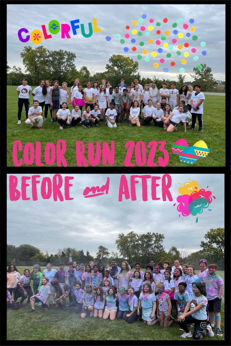 kpcasko's tweet photo. Smith’s 6th Color Run is in the books. 🏃🏽‍♀️🏃🏽‍♂️This fundraiser raised $750 to help two veteran organizations. ❤️🇺🇸
What a fun day!
@SmithKnights @troyschools https://t.co/rzEHpXI5oW