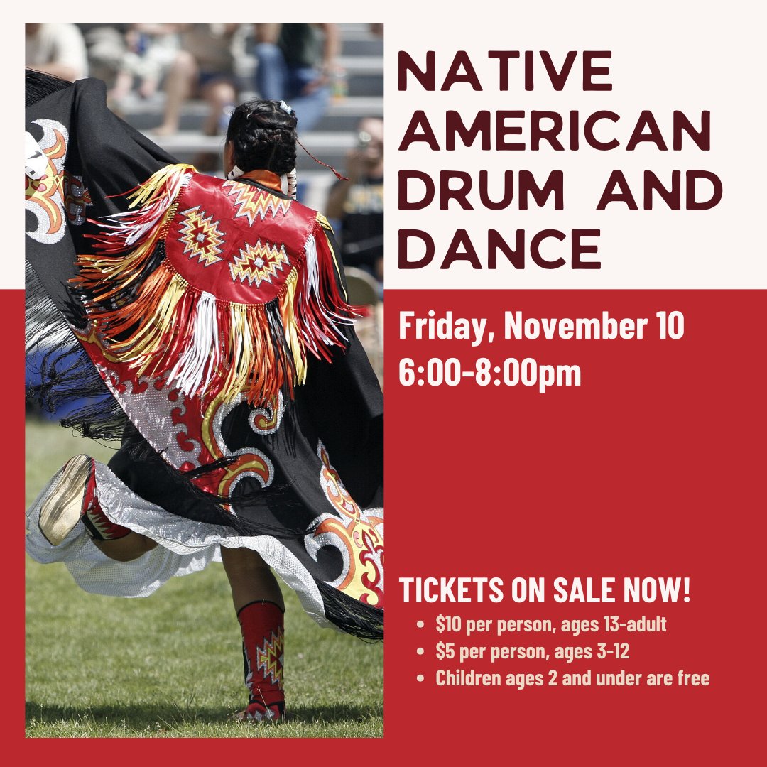 BridgevilleBPL's tweet photo. NATIVE AMERICAN DRUM AND DANCE presented by the Council of Three Rivers American Indian Center

Friday, November 10 @ 6:00pm-8:00pm

TICKETS: https://t.co/FgO1dViFjf
$10/person, ages 13-adult
$5/person, ages 3-12
Children ages 2 and under are free https://t.co/07FQ501Gdd
