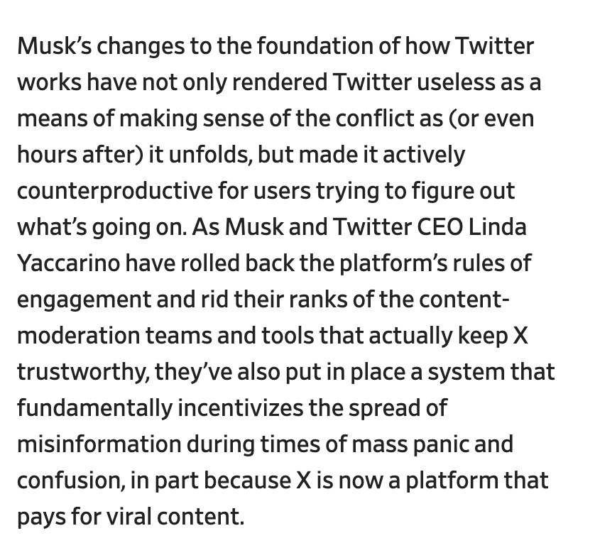 jayrosen_nyu's tweet photo. Twitter is Now a Fog-of-War Machine

"What Elon Musk did to his social network to make it almost useless for news about Israel and Gaza." https://t.co/0fARVlWrSI By @ScottNover https://t.co/jdun0WkSRO